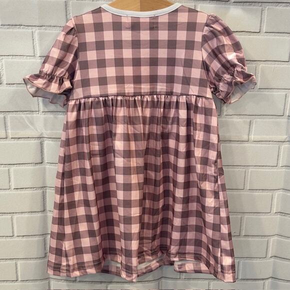 Boutique Marie Nicole Girls 12-18 Months (XS) Pink Plaid Farm Animals Dress - Picture 7 of 9
